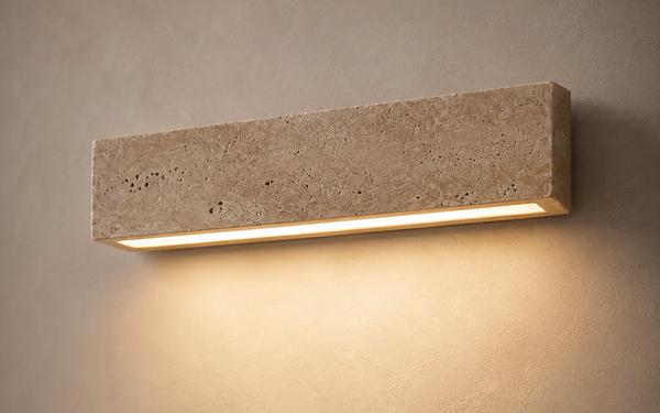 luminaire méditerranéen — Applique Murale Pierre Travertin LED Chambre - Chambre Salon Salle de Bain