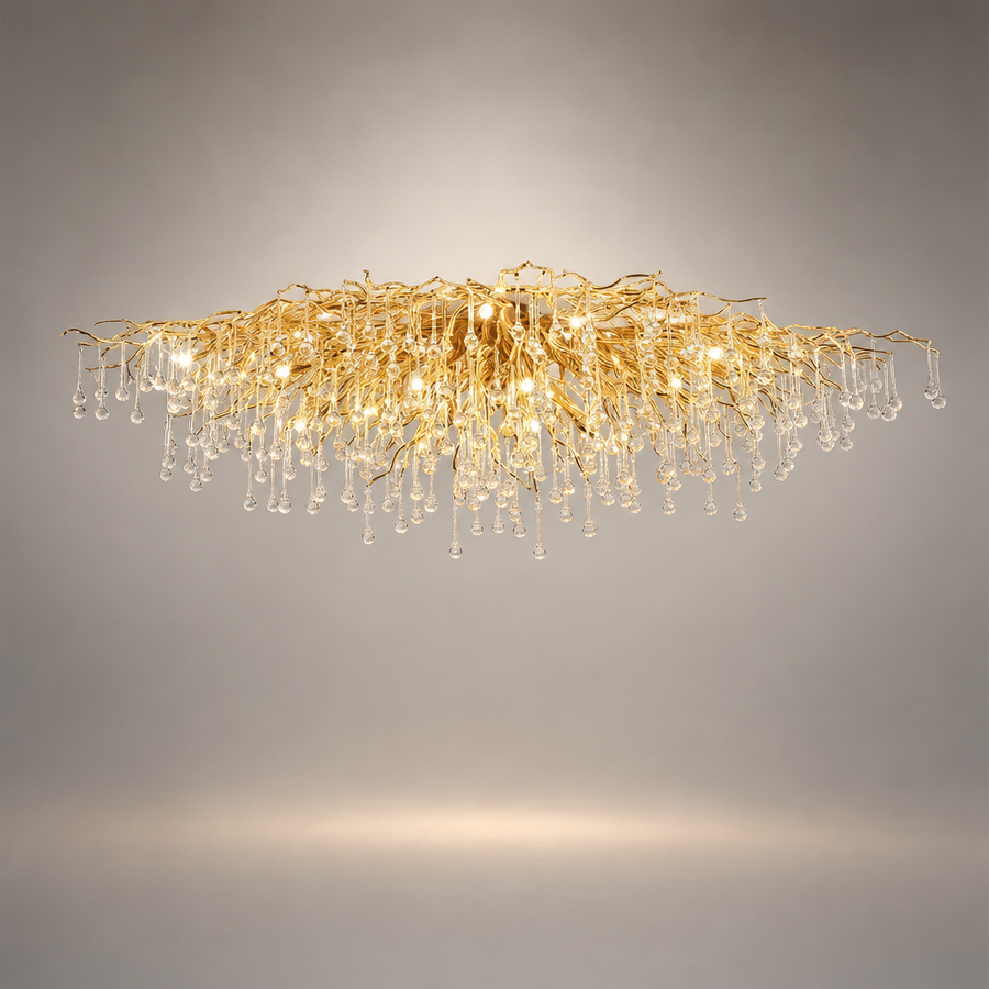 Randi Cascade Cristal et Métal Doré Luxueux