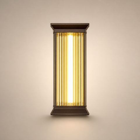 Cylindre Verre Strié et Métal Noir — Lumio