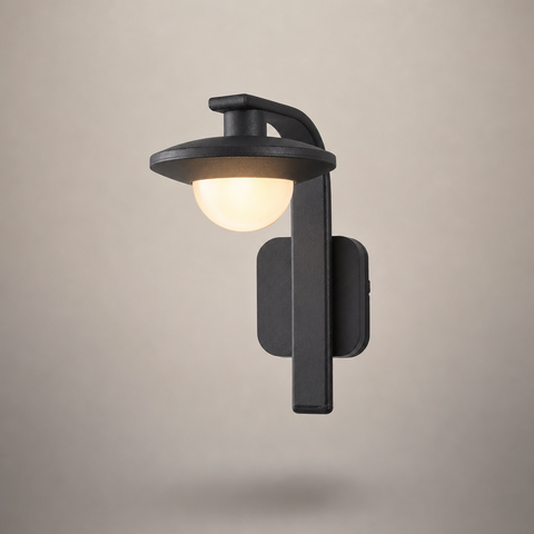Cylindre Verre Opalin et Métal Noir — Lumio