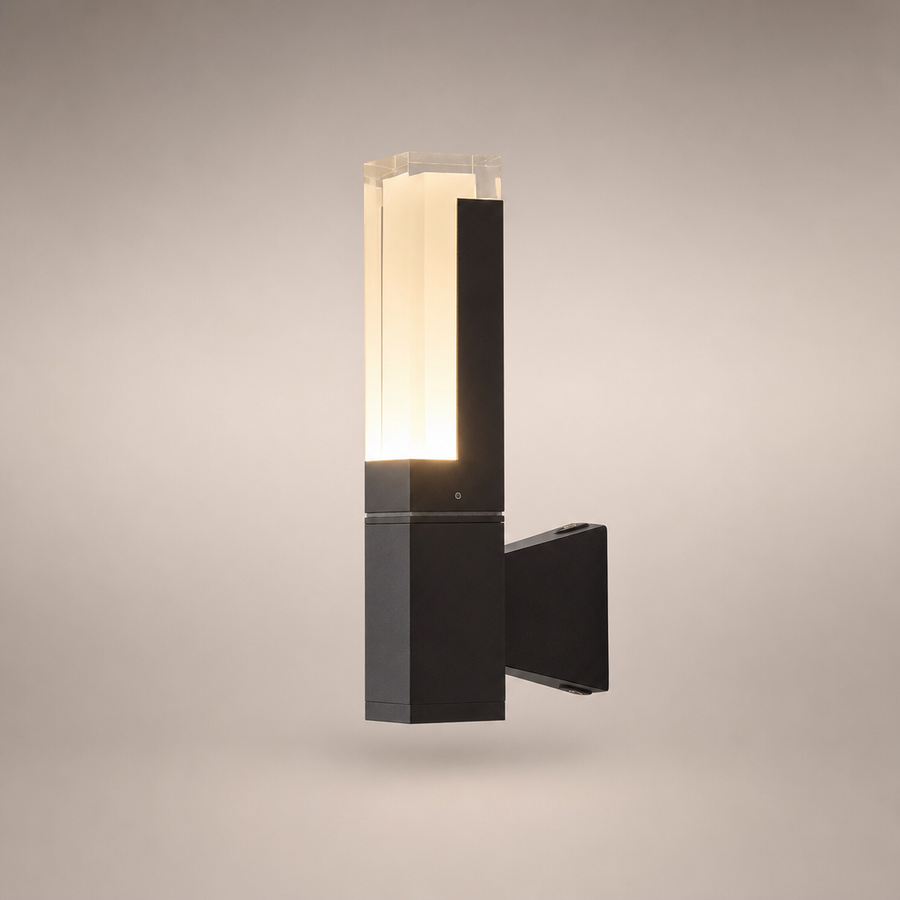 Cylindre Verre Transparent et Métal Noir — Lumio