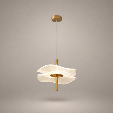 Suspension Feuille Verre Transparent et Laiton Épuré Design - Cuisine Salon Salle à Manger — Ayasha