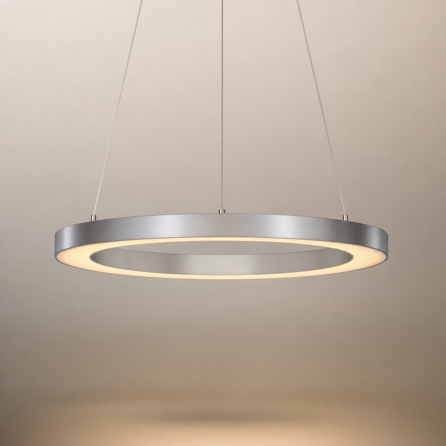 Suspension Anneau Aluminium Blanc Minimaliste Design - Cuisine Salon Salle à Manger — Libeccio