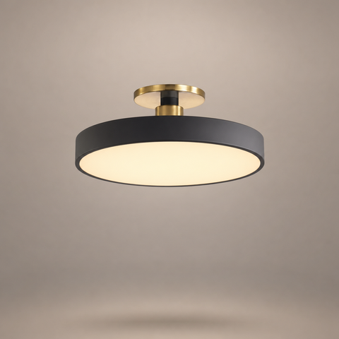 Plafonnier Anneau Métal Noir Minimaliste Design Moderne - Salle de Bain Salon Chambre — Grasse