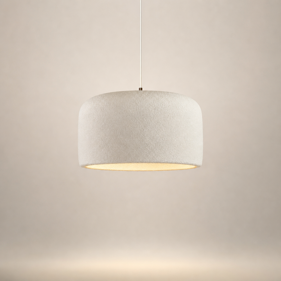 Suspension Cylindre Tissu Blanc Minimaliste Design - Chambre Salon Cuisine — Fulgor