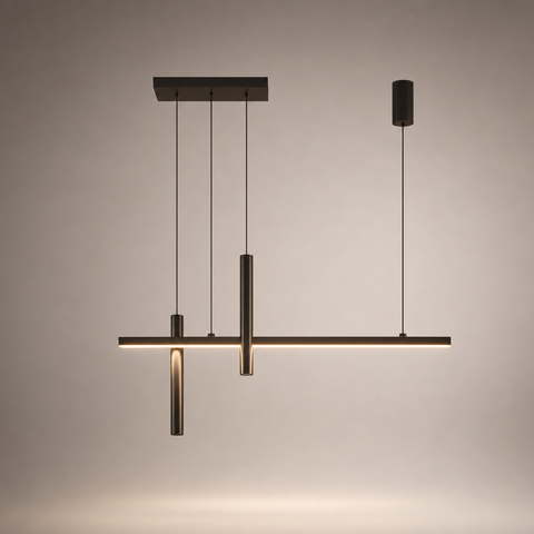 Suspension Linéaire Métal Noir Mat Minimaliste Design - Chambre Salon Cuisine — Traverse
