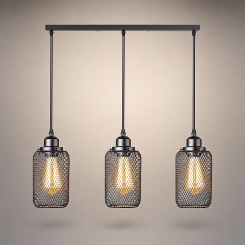 Suspension Cylindre Acier Noir Mat Industriel - Chambre Salon Cuisine — Vivo