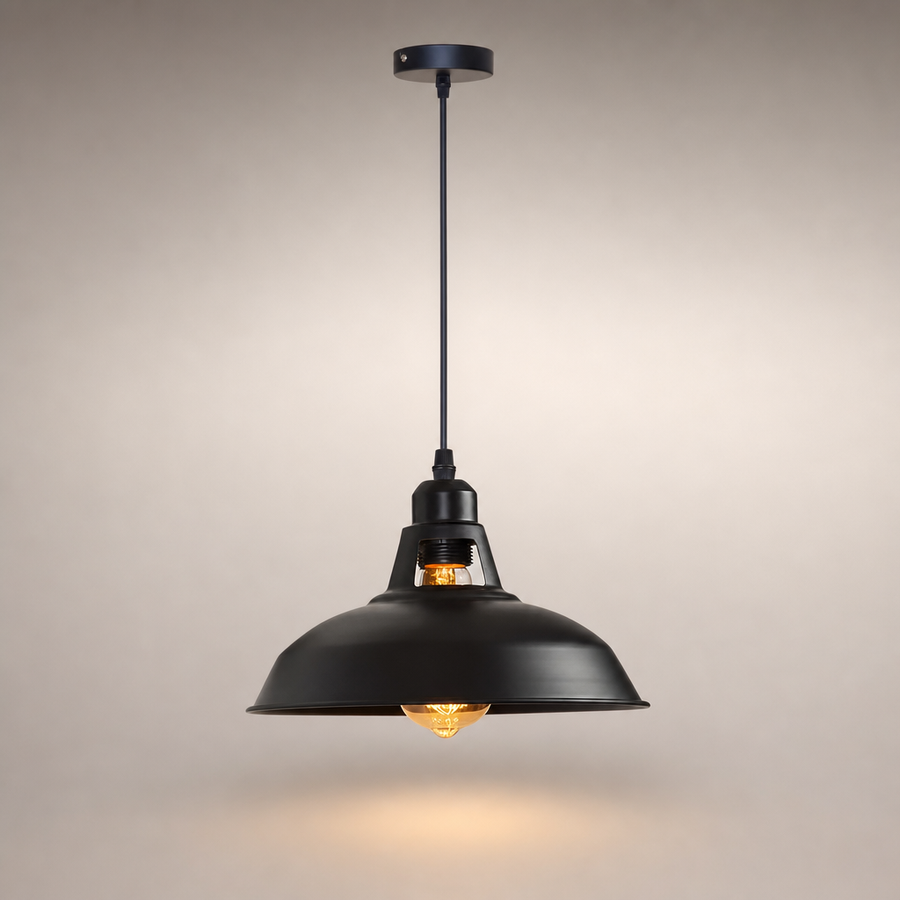 Grok Abat-Jour Acier Noir Mat Industriel