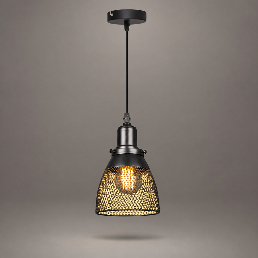 Suspension Cage Métal Noir Industriel Vintage - Cuisine Salon Bureau — Treillis