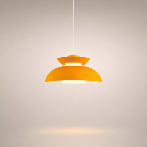 Suspension Disque Métal Jaune Nordique Épuré Design - Cuisine Salon Salle à Manger — Astre