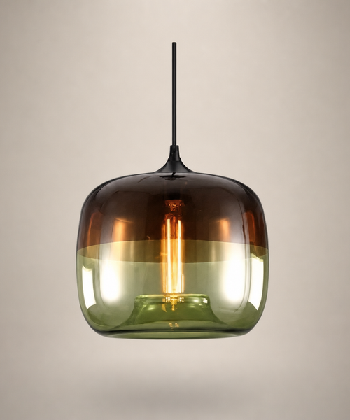 Suspension Cylindre Verre Soufflé Bicolore Élégant - Chambre Salon Cuisine — Jaspe