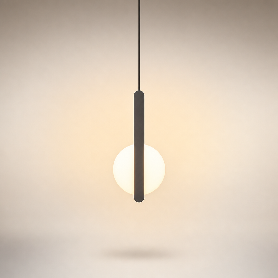 Skov Sphère Verre Opalin Minimaliste et Métal Noir