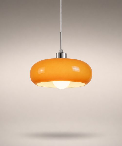 Suspension Sphère Verre Opalin et Laiton Minimaliste Design Boule - Chambre Salon Cuisine — Orbe