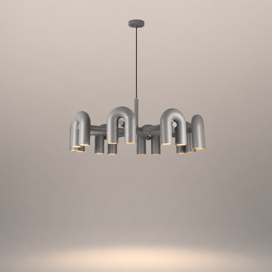 Lustre Suspension Cylindres Métal Gris Art Déco - Salon Salle à Manger — Torre