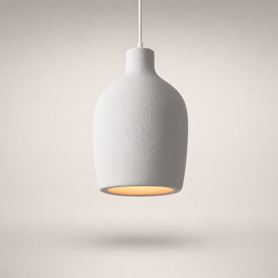 Suspension Cylindre Céramique Beige Minimaliste Design - Chambre Salon Cuisine — Colonne