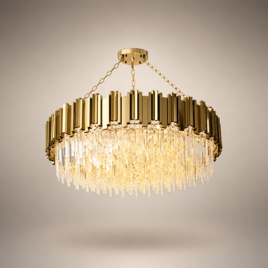 Florimond Cascade Cristal et Laiton Doré Art Déco