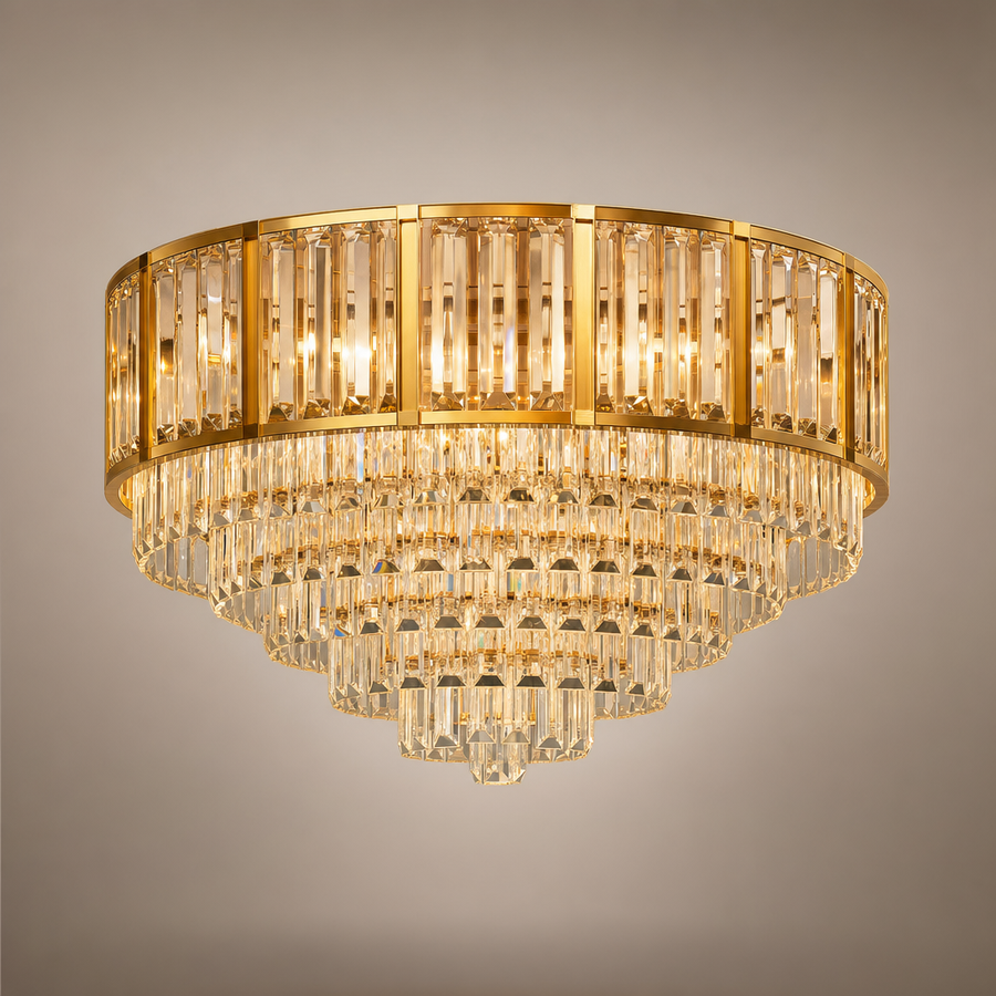 Luísa Cascade Cristal et Métal Doré Art Déco