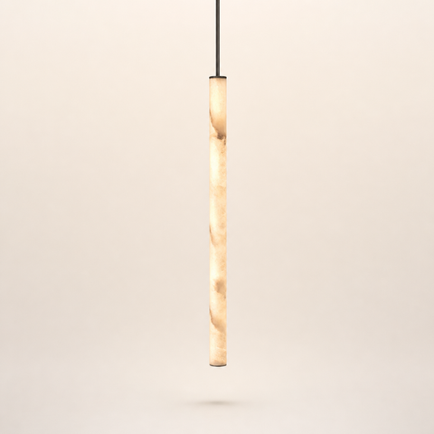 Suspension Cylindre Albâtre Blanc Minimaliste Design - Chambre Salon Cuisine — Colure