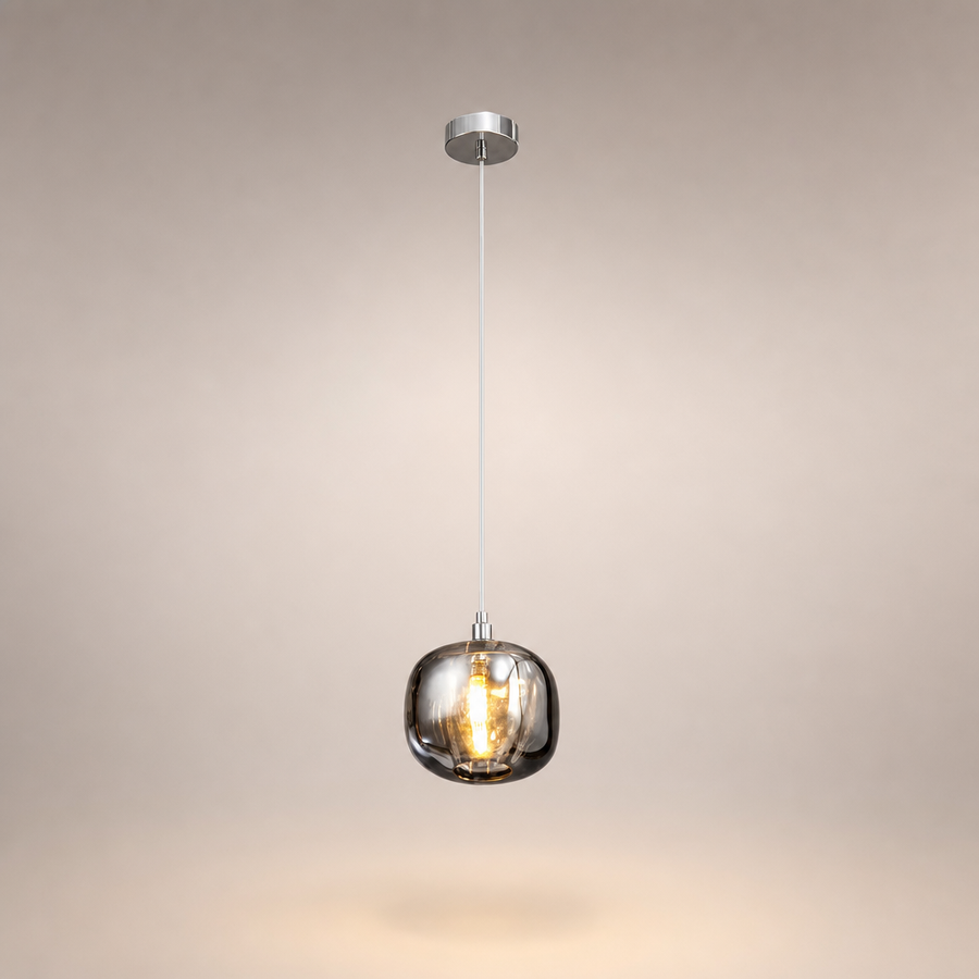 Suspension Globe Verre Fumé et Transparent Éclatant Boule - Cuisine Salon Salle à Manger — Cristina