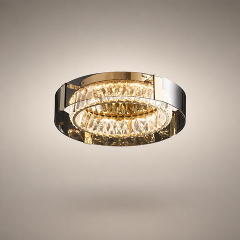 Plafonnier Anneau Cristal et Métal Chromé Éclatant - Salon Salle à Manger Chambre — Nexo