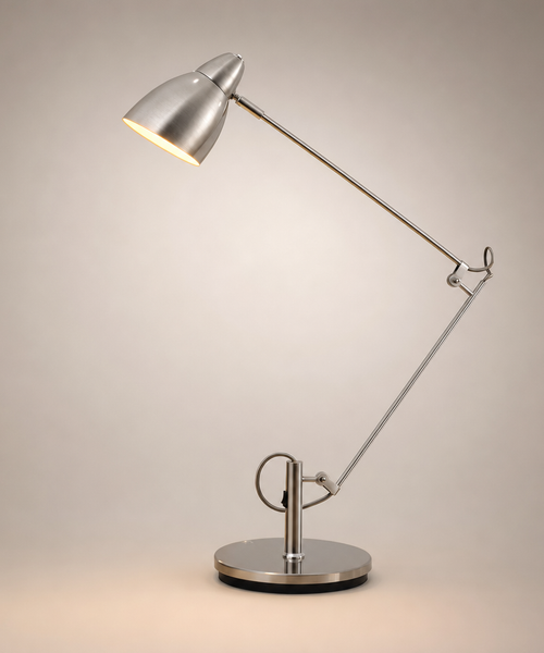 Lampe de Table Bras Articulé Acier Brossé Minimaliste Design - Chambre Bureau Salon — Aura