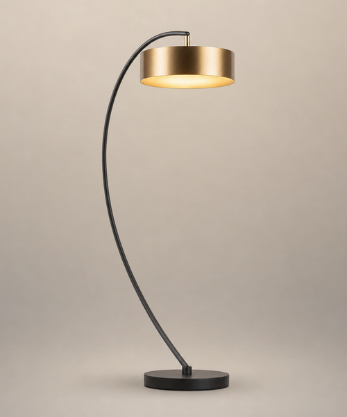 Lampadaire Anneau Laiton Doré Minimaliste B Design - Salon Bureau Chambre — Halo