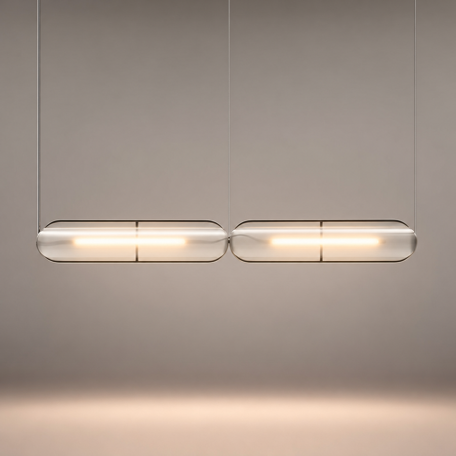 Suspension Cylindre Verre Texturé Transparent Minimaliste Design - Chambre Salon Cuisine — Fuste
