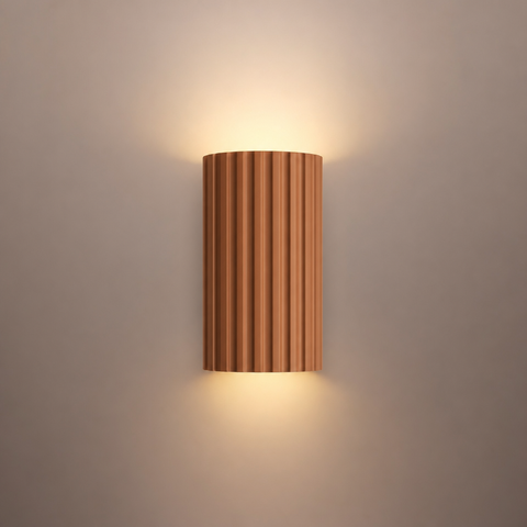 Applique Murale Cylindre Bois Texturé Minimaliste Design Moderne - Chambre Salle de Bain Salon — Colure