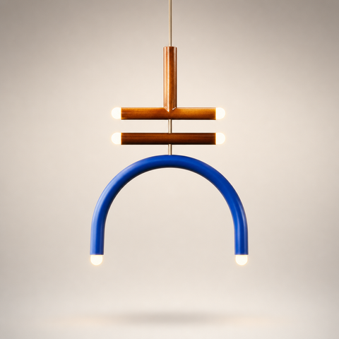 Nori Arches Bois et Métal Bleu Art Déco