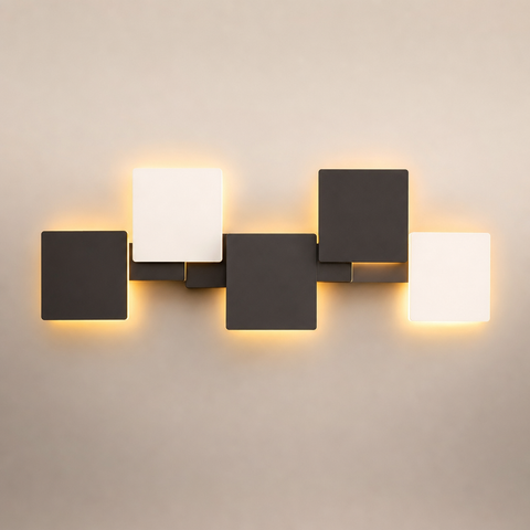 Luana Carrés Métalliques Noir et Blanc Minimaliste