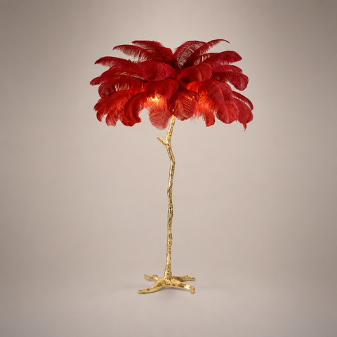 Aëris Feuillage Plumes Blanches et Métal Doré Art Déco
