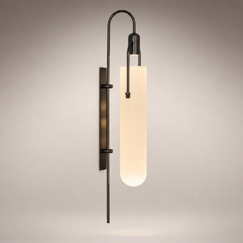 Marcel Cylindre Verre Blanc et Métal Noir