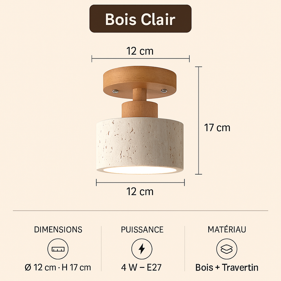 Torre Spot Cylindre Pierre & Bois — Bois Clair