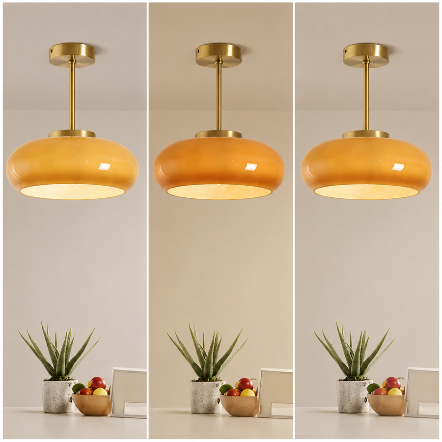 Orbe Sphère Verre Opalin et Laiton Minimaliste