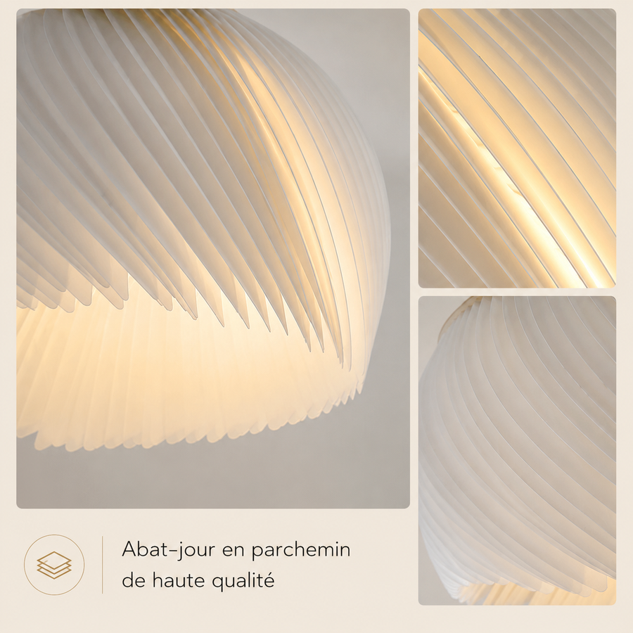Suspension Sphère Verre Opalin et Métal Noir et Or Boule - Chambre Salon Cuisine — Helios