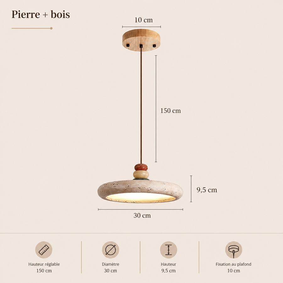 Suspension Cylindre Pierre Empilée Multicolore Nordique Design - Chambre Salon Cuisine — Incandeo