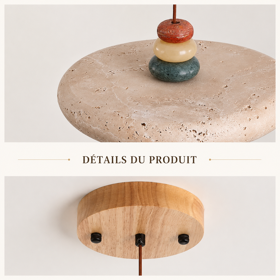 Suspension Cylindre Pierre Empilée Multicolore Nordique Design - Chambre Salon Cuisine — Incandeo