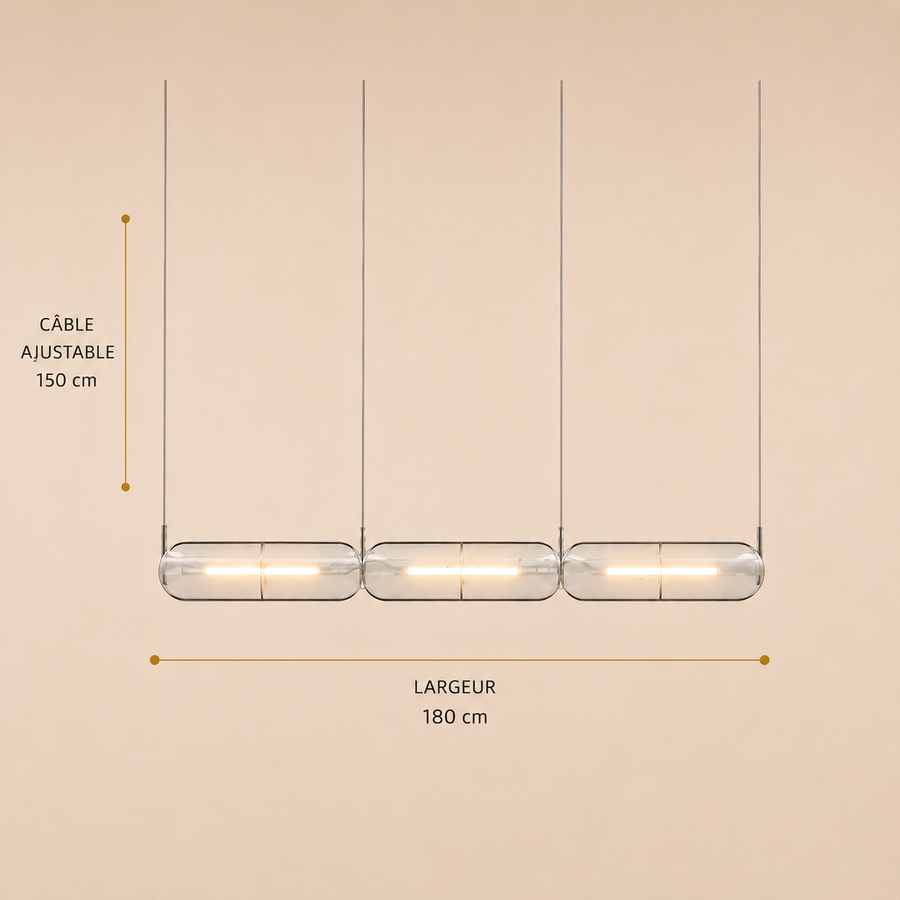 Suspension Cylindre Verre Texturé Transparent Minimaliste Design - Chambre Salon Cuisine — Fuste