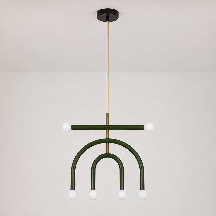 Suspension Arches Bois et Métal Bleu Art Déco - Salon Salle à Manger Chambre — Arceau