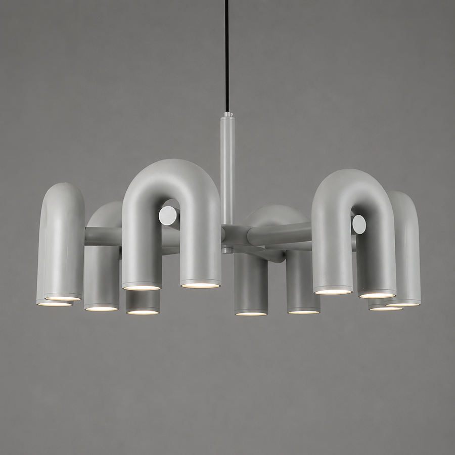 Lustre Suspension Cylindres Métal Gris Art Déco - Salon Salle à Manger — Torre