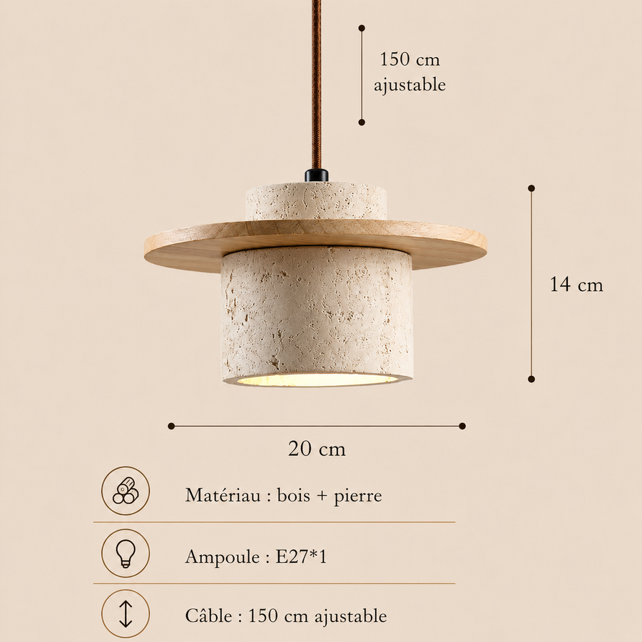 Suspension Cylindre Béton et Métal Marron Minimaliste Design - Chambre Salon Cuisine — Hypatia