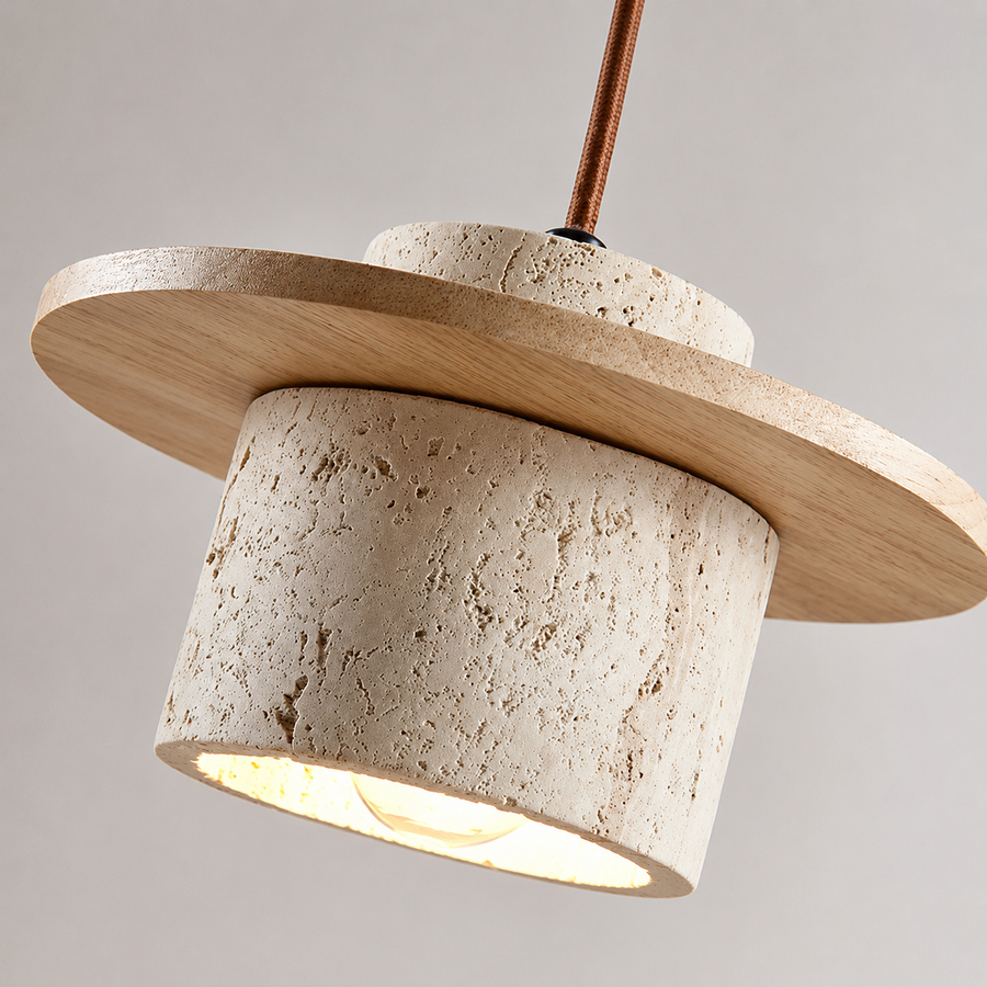 Suspension Cylindre Béton et Métal Marron Minimaliste Design - Chambre Salon Cuisine — Hypatia