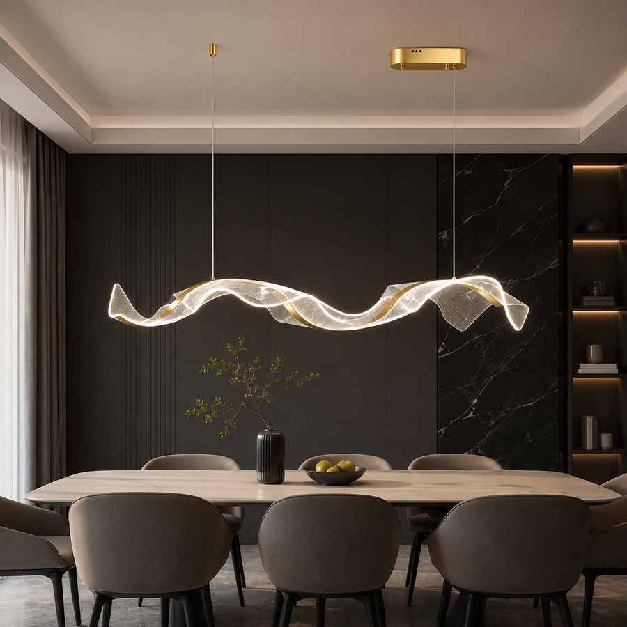 Lustre Suspension Anneau Bois Naturel Minimaliste Design - Salon Salle à Manger — Fuyza