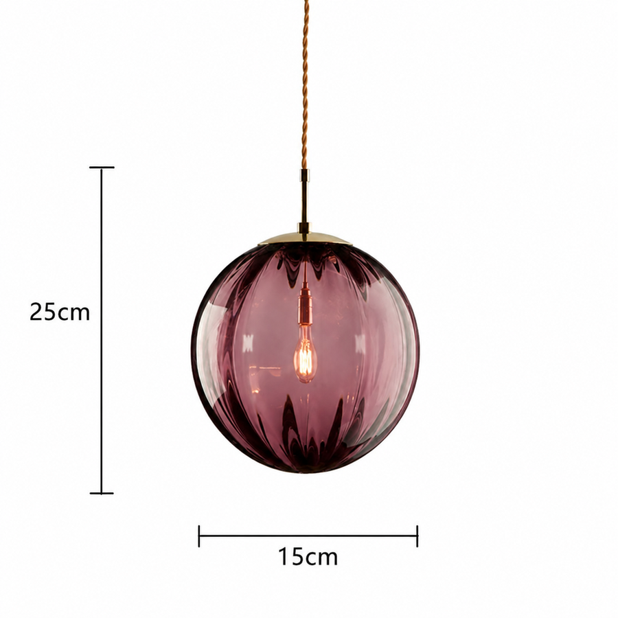 Suspension Sphère Verre Coloré et Laiton Épuré Design Boule - Cuisine Salon Salle à Manger — Mimosa