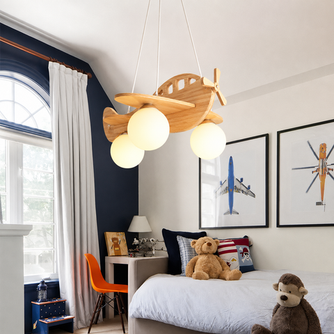 Suspension Avion Bois Naturel Enfant Ludique - Cuisine Chambre Salon — Topaze