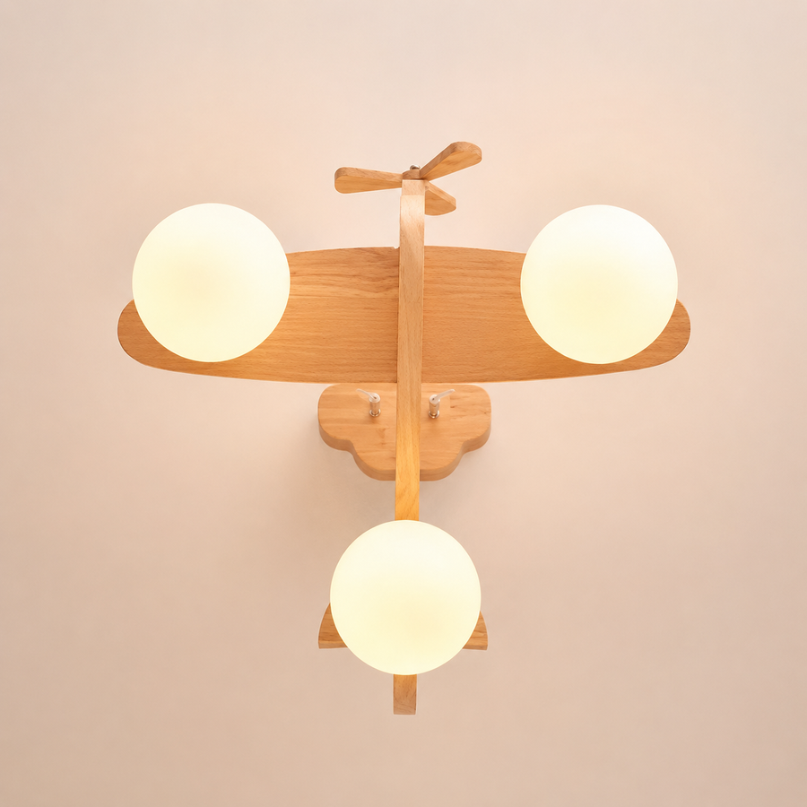 Suspension Avion Bois Naturel Enfant Ludique - Cuisine Chambre Salon — Topaze