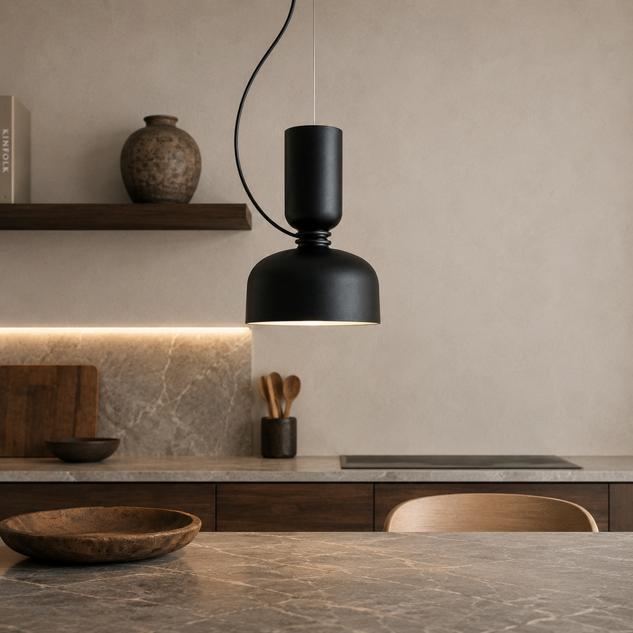 Suspension Cylindre Métal Noir et Blanc Minimaliste Design - Chambre Salon Cuisine — Citrine