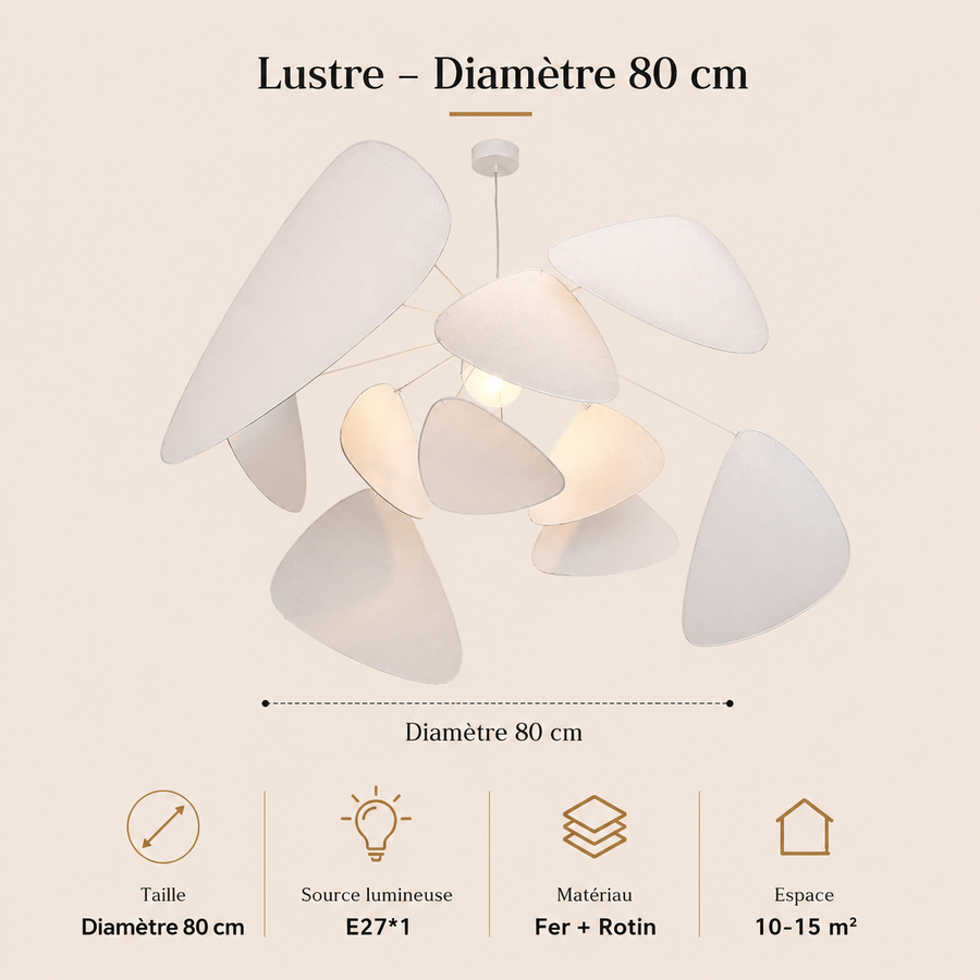 Lustre Suspension Pétales Rotin Naturel Contemporain Design - Salon Salle à Manger — Orika