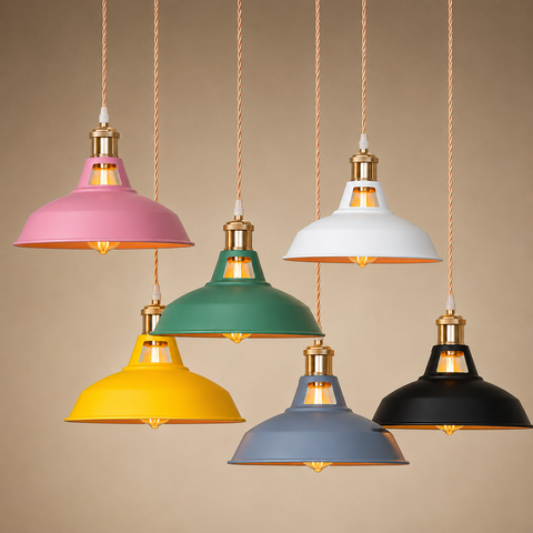 Suspension Abat-Jour Métal Multicolore Vintage - Cuisine Salon Bureau — Chapeau