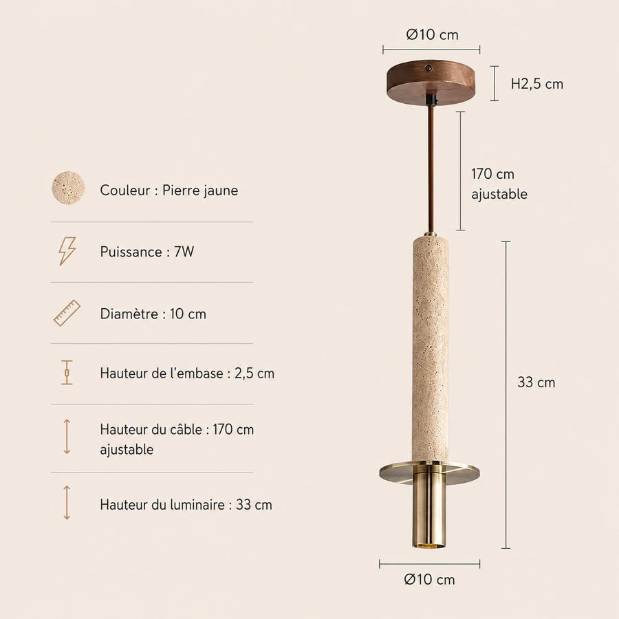 Suspension Cylindre Acier Noir Mat Minimaliste Design - Chambre Salon Cuisine — Vivace